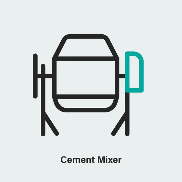Cement Mixer Vector Linear Icon Isolated Outline Picture Mechanism Light — Image vectorielle