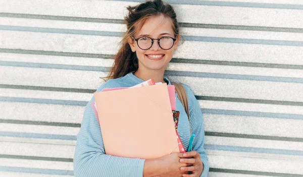 Candid Portrait Joyful Female Student Looking Camera Day College Smiling Royalty Free Stock Photos