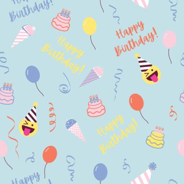 Doğumgünü pastası, dondurma, flama, balon unsurlarıyla kusursuz bir arka plan..