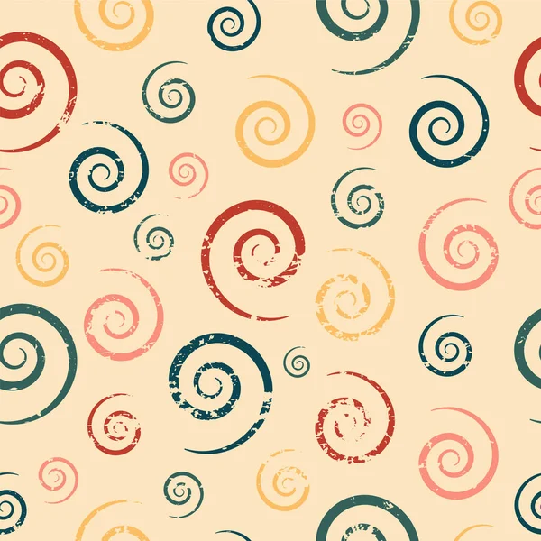 Modèle sans couture vectoriel multicolore avec des spirales de différentes tailles — Image vectorielle