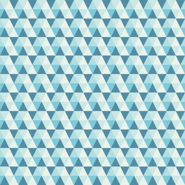 Kusursuz vektör deseni. Mavi tonda üçgenlerin soyut geometrik arkaplanı. Duvar kağıdı, kumaş, ambalaj ve daha fazlası için.