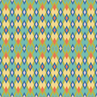 Kusursuz vektör deseni. Eşkenar dörtgenlerin soyut geometrik renkli arkaplanı. Duvar kağıdı, kumaş, ambalaj ve daha fazlası için.