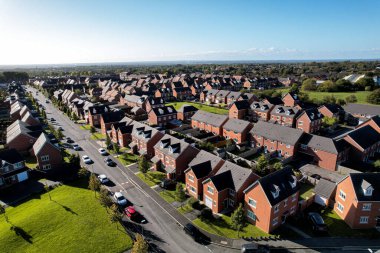 İngiltere 'deki konutların havadan görünüşü. Direk uydu görüntülerine bakıyorum. İngiliz mahallesi.