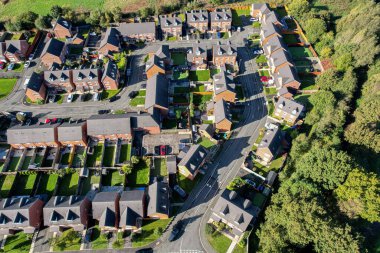 İngiltere 'deki konutların havadan görünüşü. Direk uydu görüntülerine bakıyorum. İngiliz mahallesi.