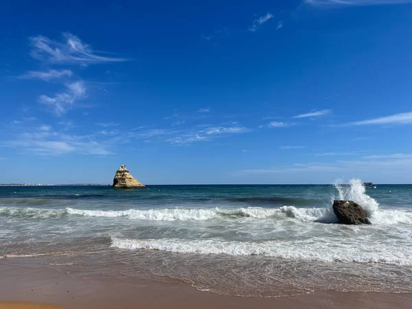 Praia Dona Ana Ponta Piedade Com Água Mar Azul Turquesa — Fotografia de Stock