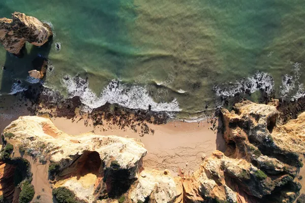 Spiaggia Onde Vista Dall Alto Sfondo Acqua Turchese Paesaggio Marino — Foto Stock