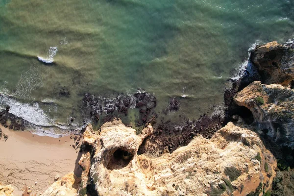 Spiaggia Onde Vista Dall Alto Sfondo Acqua Turchese Paesaggio Marino — Foto Stock