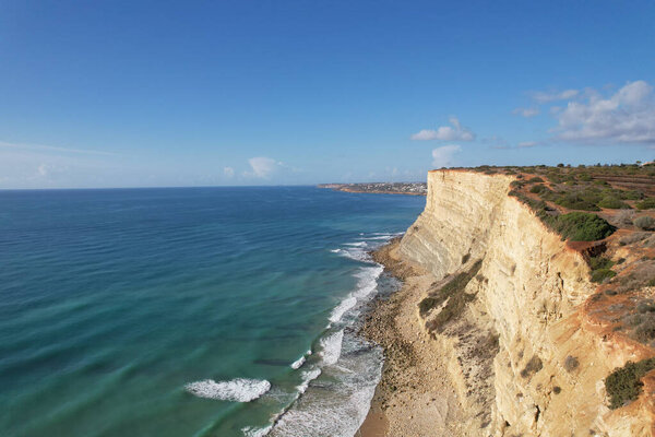 Aerial view fishermens trail algarve portugal lagos Porto Ms Praia da Luz beach Rocha Negra