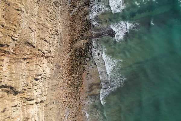 Plajă Valuri Din Partea Sus Turcoaz Fundal Apă Capul Maritim — Fotografie, imagine de stoc