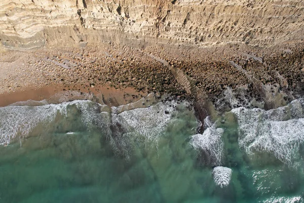 Spiaggia Onde Vista Dall Alto Sfondo Acqua Turchese Paesaggio Marino — Foto Stock