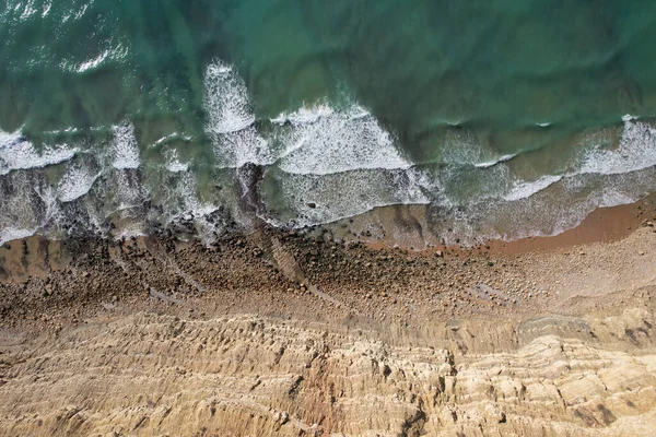 Spiaggia Onde Vista Dall Alto Sfondo Acqua Turchese Paesaggio Marino — Foto Stock