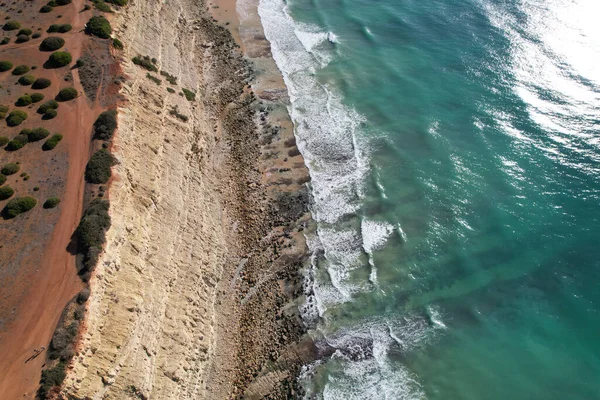 Spiaggia Onde Vista Dall Alto Sfondo Acqua Turchese Paesaggio Marino — Foto Stock