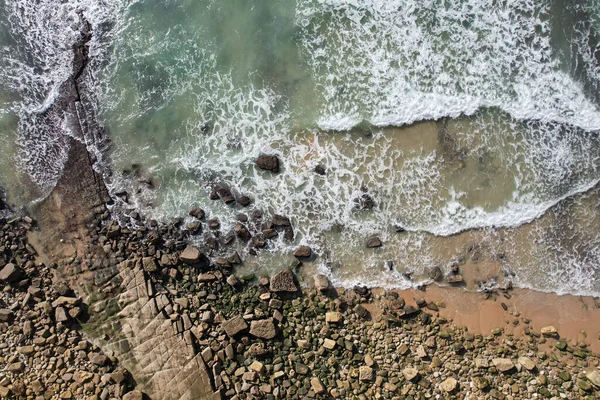 Strand Golven Van Bovenaf Turkoois Water Achtergrond Zomer Zeegezicht Uit — Stockfoto