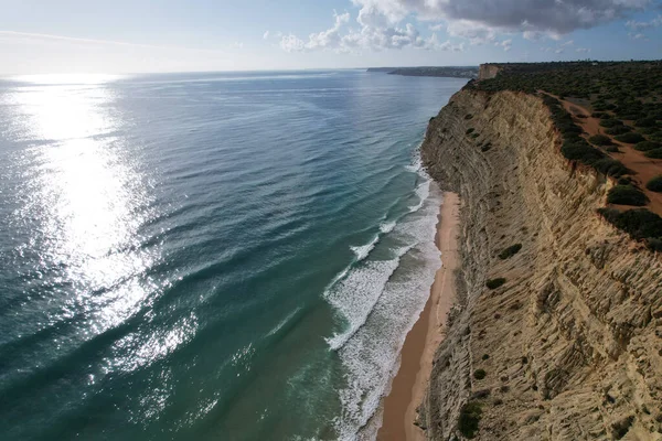 Vista Aerea Pescatori Sentiero Algarve Portugal Lagos Porto Praia Luz — Foto Stock