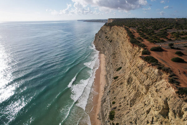 Aerial view fishermens trail algarve portugal lagos Porto Ms Praia da Luz beach Rocha Negra