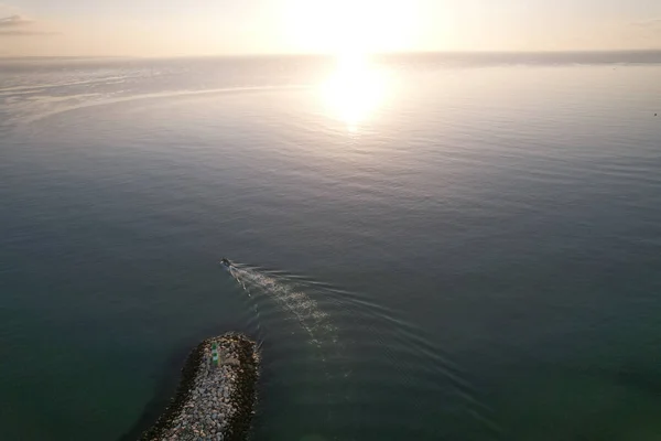 Panorama Van Lagos Jachthaven Algarve Portugal Lucht Drone Breed Vie — Stockfoto