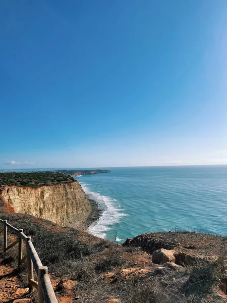 Вид Повітря Рибалки Стежать Портуальними Лагонами Porto Praia Luz Пляж — стокове фото