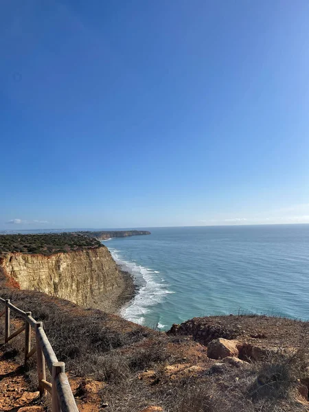 Vista Aerea Sentiero Dei Pescatori Algarve Portugal Lagos Porto Praia — Foto Stock