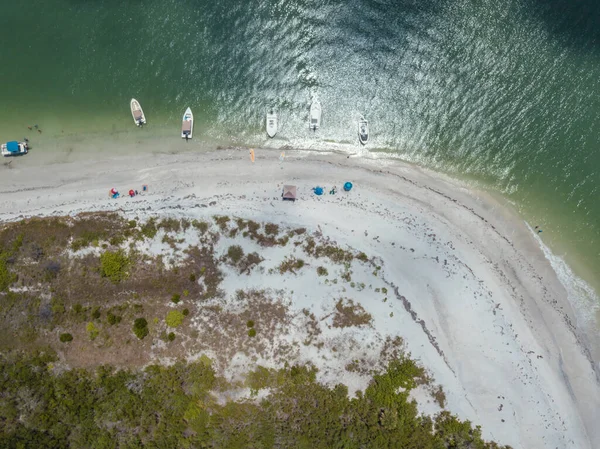 Top View Beautiful Beach Aerial Drone Shot Turquoise Sea Water — Stock Photo, Image