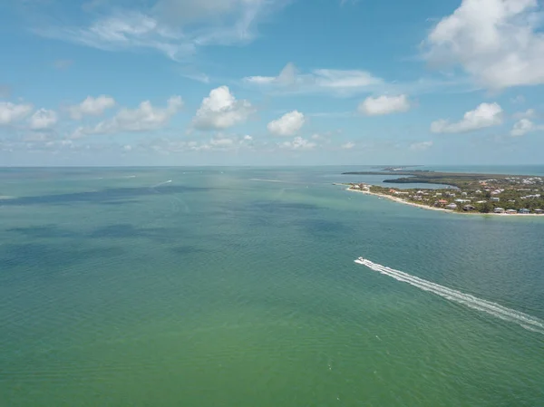 Top View Beautiful Beach Aerial Drone Shot Turquoise Sea Water — Stock Photo, Image