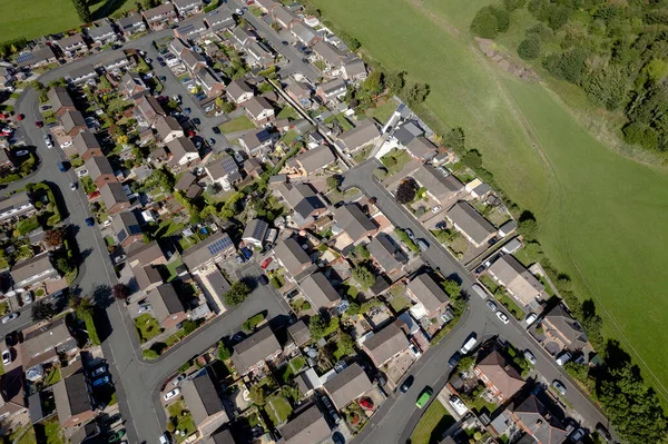 Aerial Houses Residential British England Drone View Summer Blue Sky — 스톡 사진