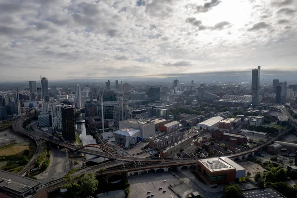 Manchester City Centre Drone Vue Aérienne Dessus Des Travaux Bâtiment — Photo