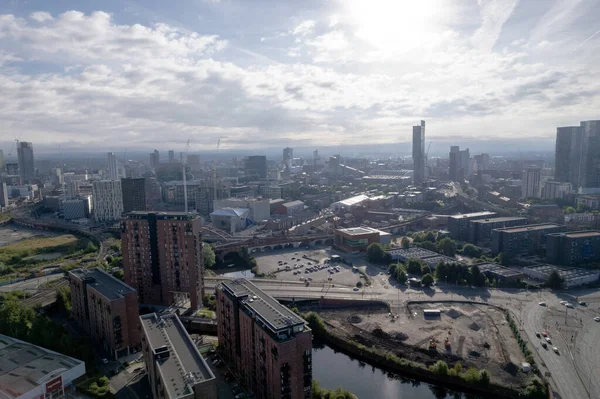 Manchester City Centre Drone Vue Aérienne Dessus Bâtiment Skyline Construction — Photo