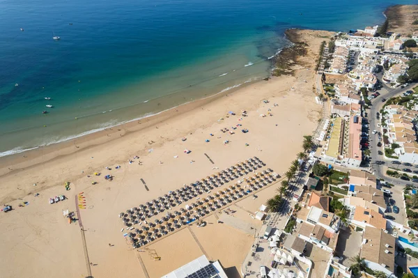 Drone Aerial Praia Luz Beach Lagos Portugalsko Algarve Royalty Free Stock Obrázky