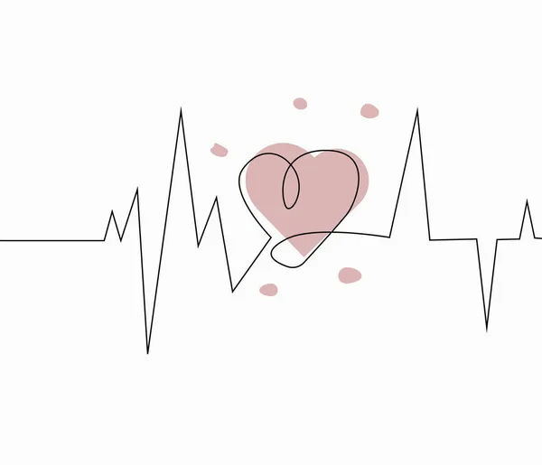 Cardiograma cardíaco, ritmo cardíaco, apaixonado, cuidados de saúde, logotipo da medicina — Vetor de Stock
