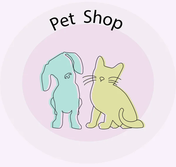 Pet Shop logotipo ilustração com esboço curso editável — Vetor de Stock