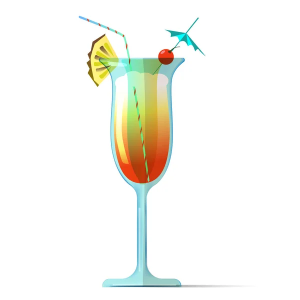 Ilustração vetorial de abacaxi de wuth cocktail. Bebidas e bebidas, festa e festivo. Álcool e bar macio — Vetor de Stock