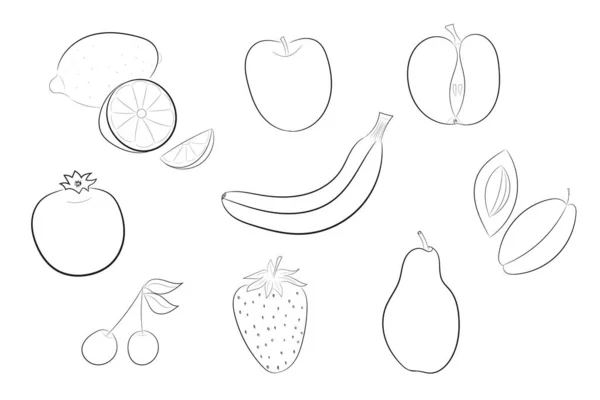 Ensemble de fruits vecteurs de gribouillis frais — Image vectorielle