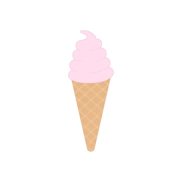 Ice cream in waffle cone in flat design — Stock Vector