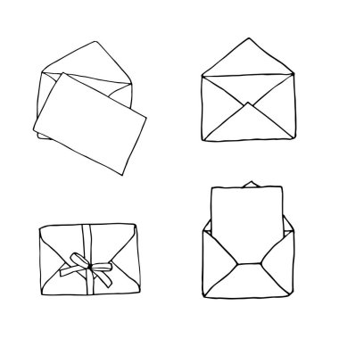 Kapalı ve açık zarflar dizisi el çizimi