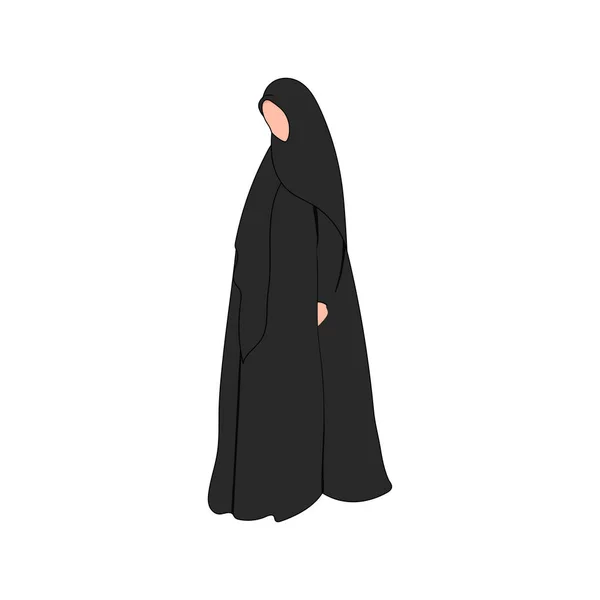 Silhueta vetorial mulher muçulmana em hijab e abaya — Vetor de Stock