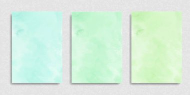 Nane yeşili salata gradyan suluboya vektör arkaplan kümesi