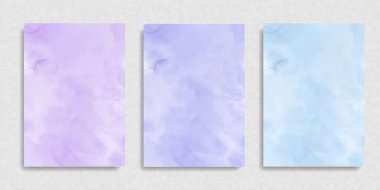 Mor mavi suluboya fırça seti boya vektörü biçimlendirilmiş çizgili kart