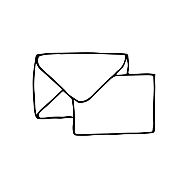 Postsymbol, geschlossener Umschlag, E-Mail-Symbol. Skizzenbrief — Stockfoto