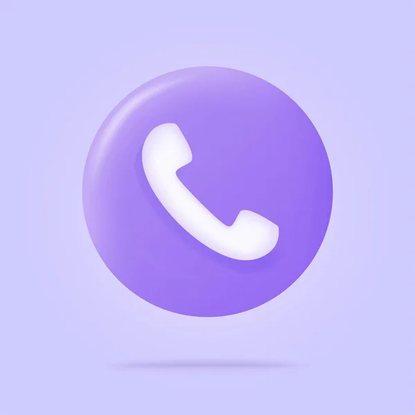 Phone call icon in trendy 3d style on blue button. White telephone symbol. Vector illustration — Stock Vector