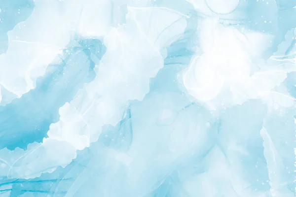 Blauwe abstracte aquarelachtergrond. Vector lichte lucht textuur. Wolkenpatroon met aquarelverf op wit papier — Stockvector