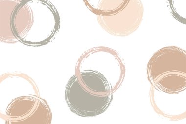 Yuvarlak fırça noktaları olan vektör soyut arkaplan. Çemberli el çizimi desen. Doodle grunge dokusu. Yuvarlak fırça çizimi. Sevimli boya grafik geometrik mürekkep tasarımı