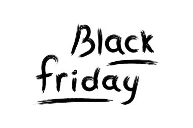 Kara Cuma 'nın el yazısı modern fırça metni. Beyaz arkaplanda vektör çizimi izole edildi. Klasik soyut uçucu