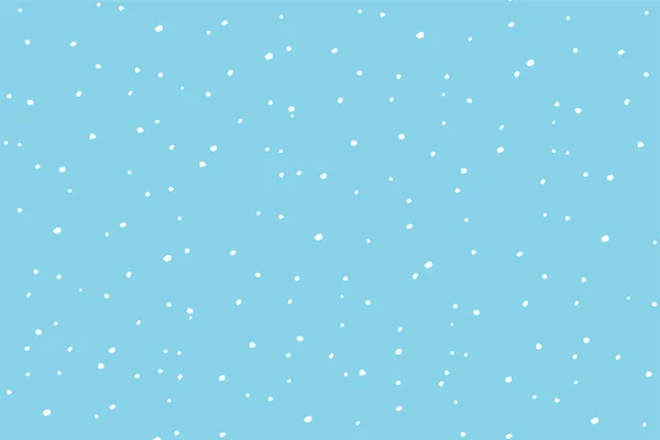 Winter snowfall and snowflakes on light blue background. Hand drawn snow pattern. Doodle cold winter sky background. Vector illustration — Stockvektor