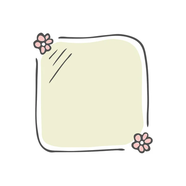 Cadre carré avec petites fleurs simples et variées. Couronne dessinée à la main dans le vecteur. Éléments de design floral romantique — Image vectorielle