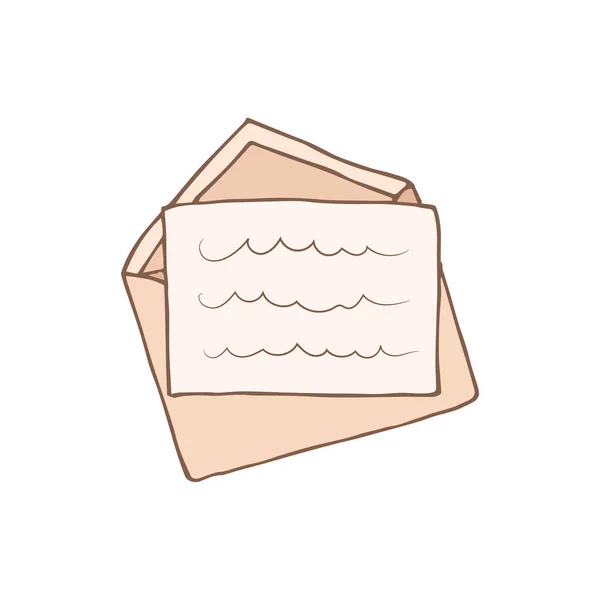 Open enveloppe doodle icoon. Vector cartoon illustratie met schets brief — Stockvector