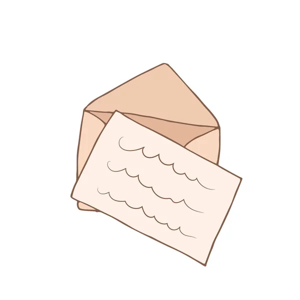 Otwórz ikonę bazgrołów koperty. Ilustracja kreskówki wektor z literą szkicu — Wektor stockowy
