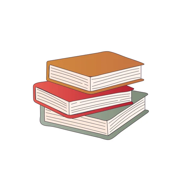 Egy halom könyv firka illusztráció. Könyvhalmaz iskolai könyvtárnak vagy könyvesboltnak — Stock Fotó