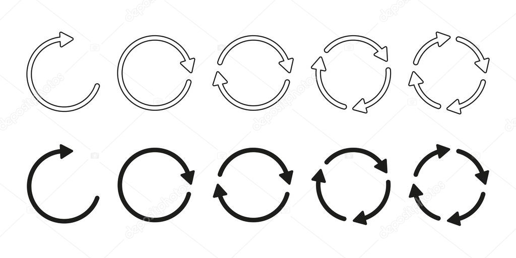 Set of circle arrow icons