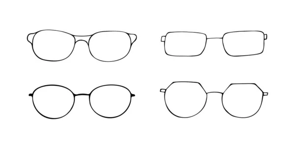 Schwarze Skizze Mode Brille Icon Set — Stockfoto