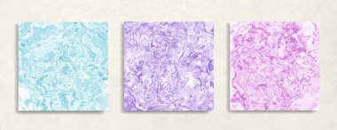 Mavi mor soyut mermer arka plan seti. Sanat deseni dokusu vektör şablonu